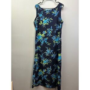 Studio I Dress Womens 16 Navy Blue Floral Sleeveless Maxi Sheath Column 24033